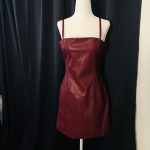 Faux leather mini dress